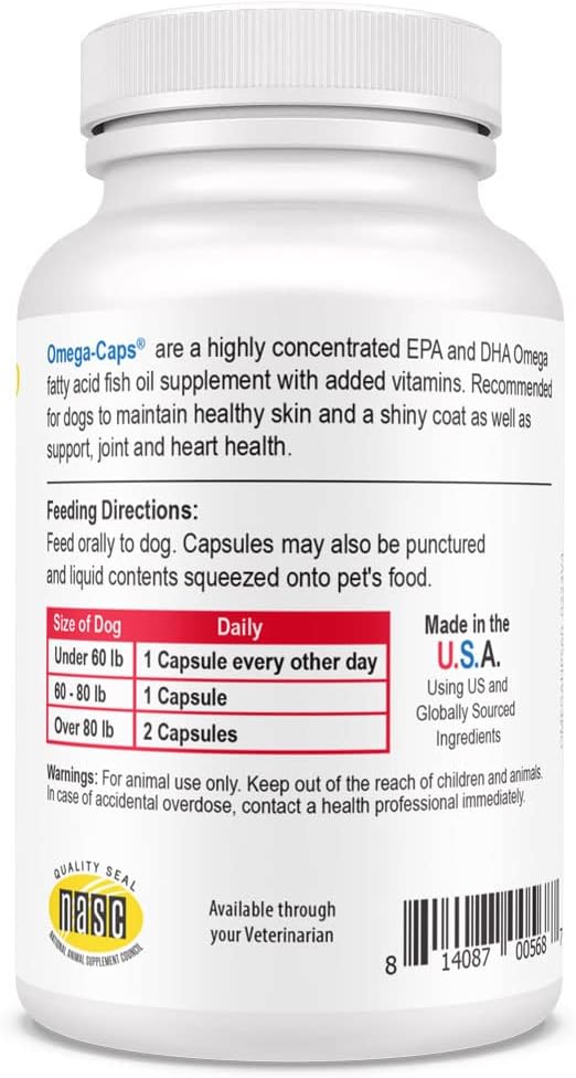 Omega-Caps HP Snip Tips Soft Gel Capsules for Cats and Small Dogs - Supports Skin, Coat Health & Immune System - 60 Count