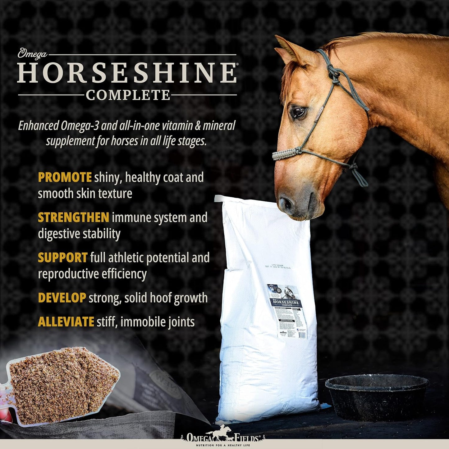 Omega Fields Omega Horseshine Complete Supplement 45 lb. Bag for Horses