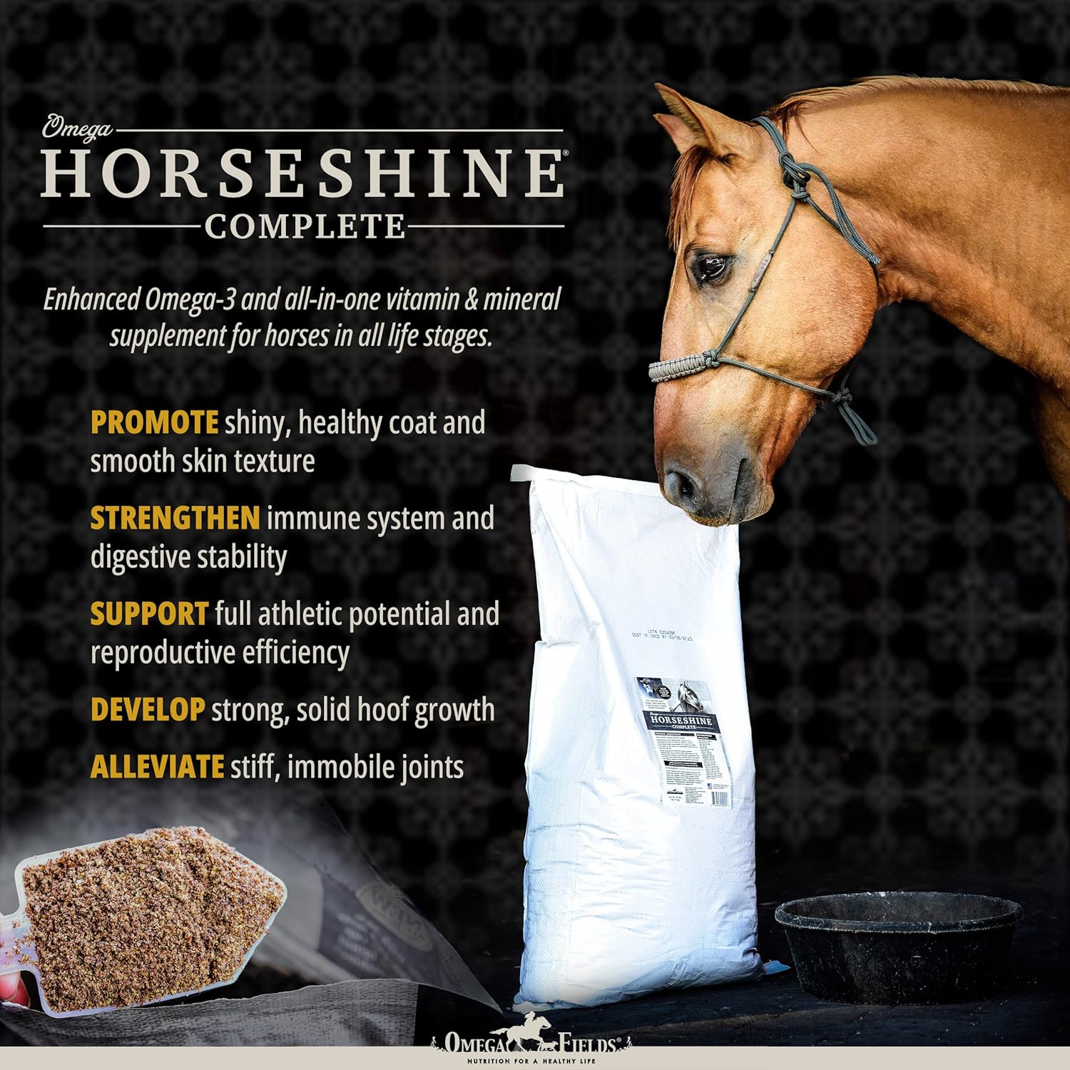 Omega Fields Omega Horseshine Complete Supplement 45 lb. Bag for Horses