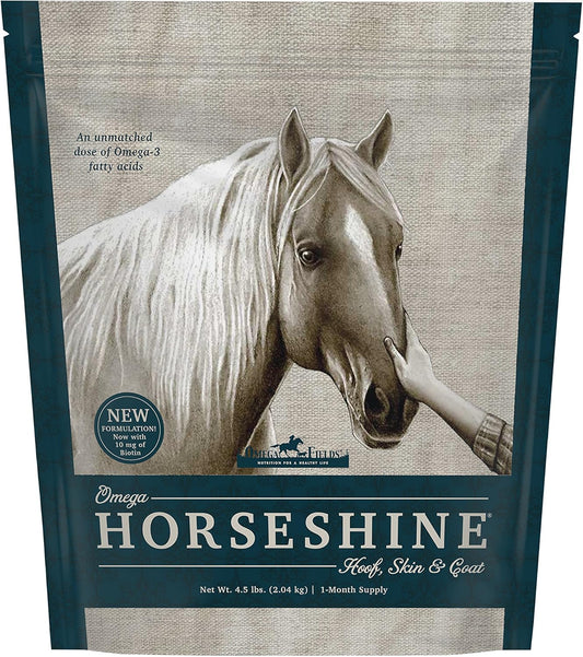 Omega Horseshine 3 Supplement - 4.5 lb - Brown - Essential Omega-3 Fatty Acids for Horses
