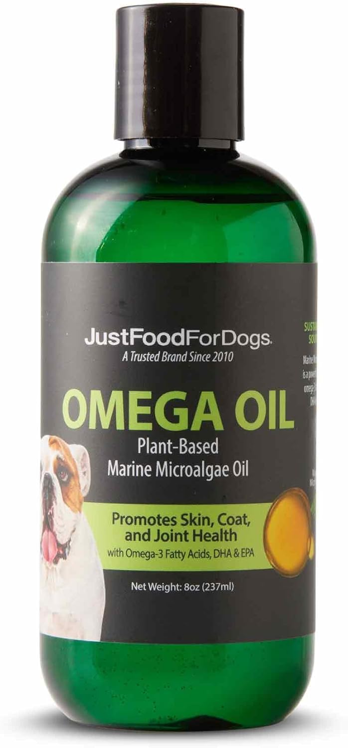 Omega Plus Oil: 8 oz Supplement for Dogs, Skin & Coat Health, Joint Support, EPA & DHA from Algae Oil - Eco-Friendly & Sustainable