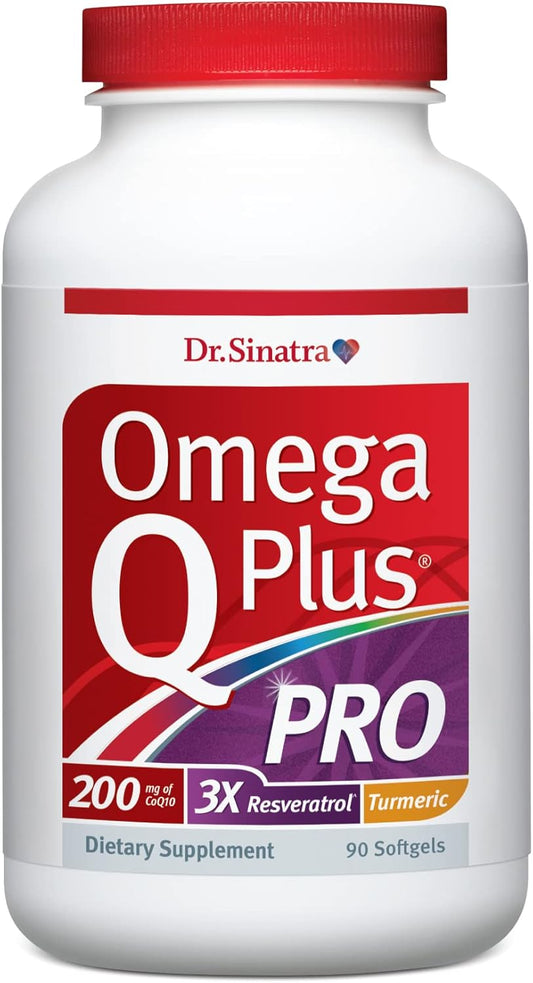 Omega Q Plus PRO: Professional Strength Heart & Aging Support - 200mg CoQ10, 90mg Resveratrol for Cellular Energy - 90 Softgels