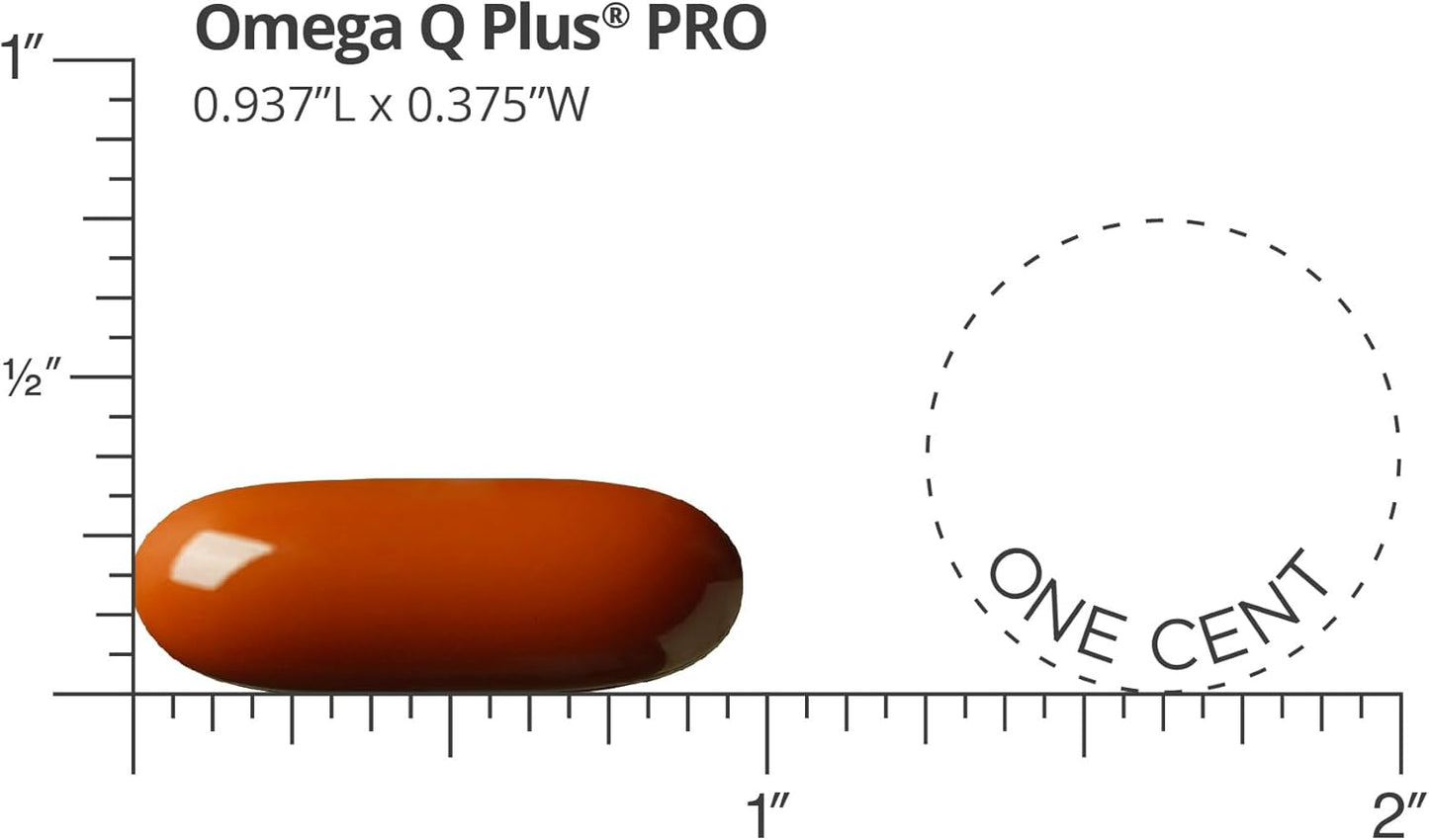 Omega Q Plus PRO: Professional Strength Heart & Aging Support - 200mg CoQ10, 90mg Resveratrol for Cellular Energy - 90 Softgels