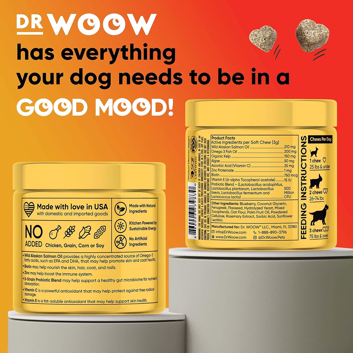 Omega Wild Alaskan Salmon Fish Oil Soft Chews for Dogs - Anti Itch & Coat + Allergy Support - With Kelp, Biotin, Vitamins, Zinc - 90 ct - Reduce Shedding & Itchy Skin, Dog Allergies