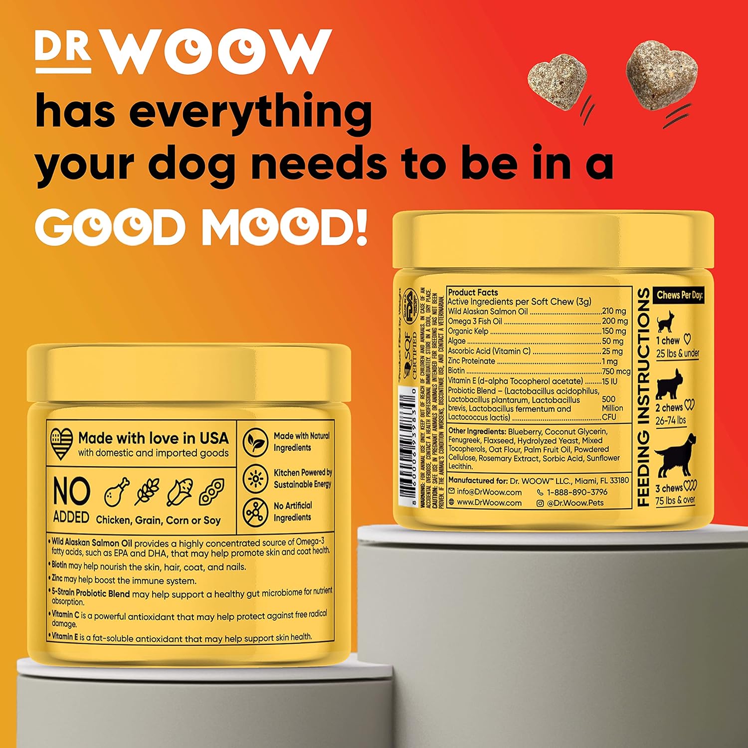 Omega Wild Alaskan Salmon Fish Oil Soft Chews for Dogs - Anti Itch & Coat + Allergy Support - With Kelp, Biotin, Vitamins, Zinc - 90 ct - Reduce Shedding & Itchy Skin, Dog Allergies