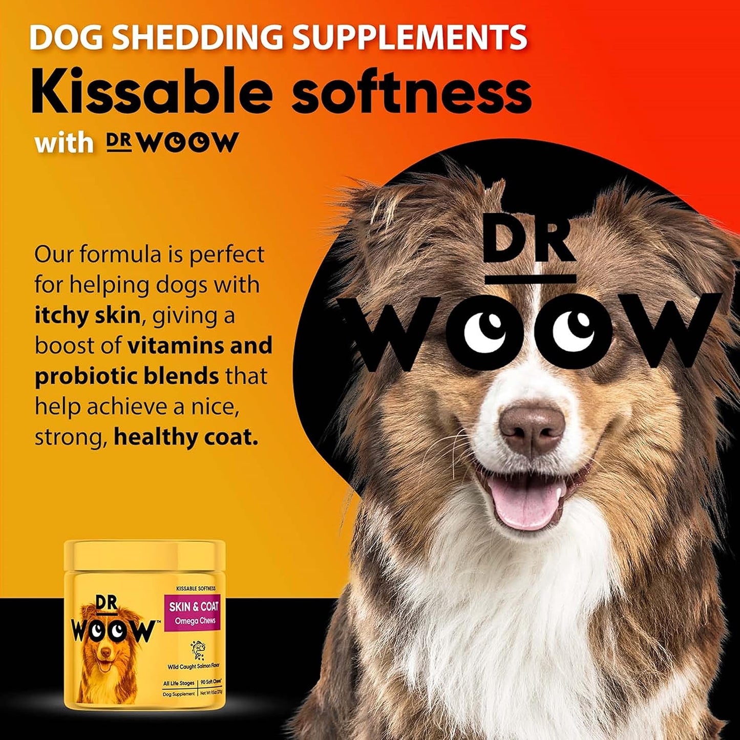 Omega Wild Alaskan Salmon Fish Oil Soft Chews for Dogs - Anti Itch & Coat + Allergy Support - With Kelp, Biotin, Vitamins, Zinc - 90 ct - Reduce Shedding & Itchy Skin, Dog Allergies