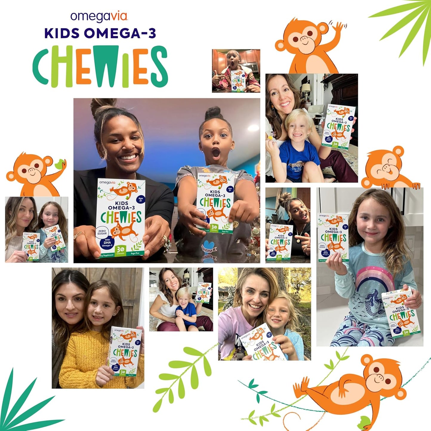 OmegaVia Ultra-High DHA Omega 3 Gummies for Kids - Brain & Eye Health Support - Sugar-Free Natural Fruit Flavor - 30 Count Omega 3 Fish Oil Gummies