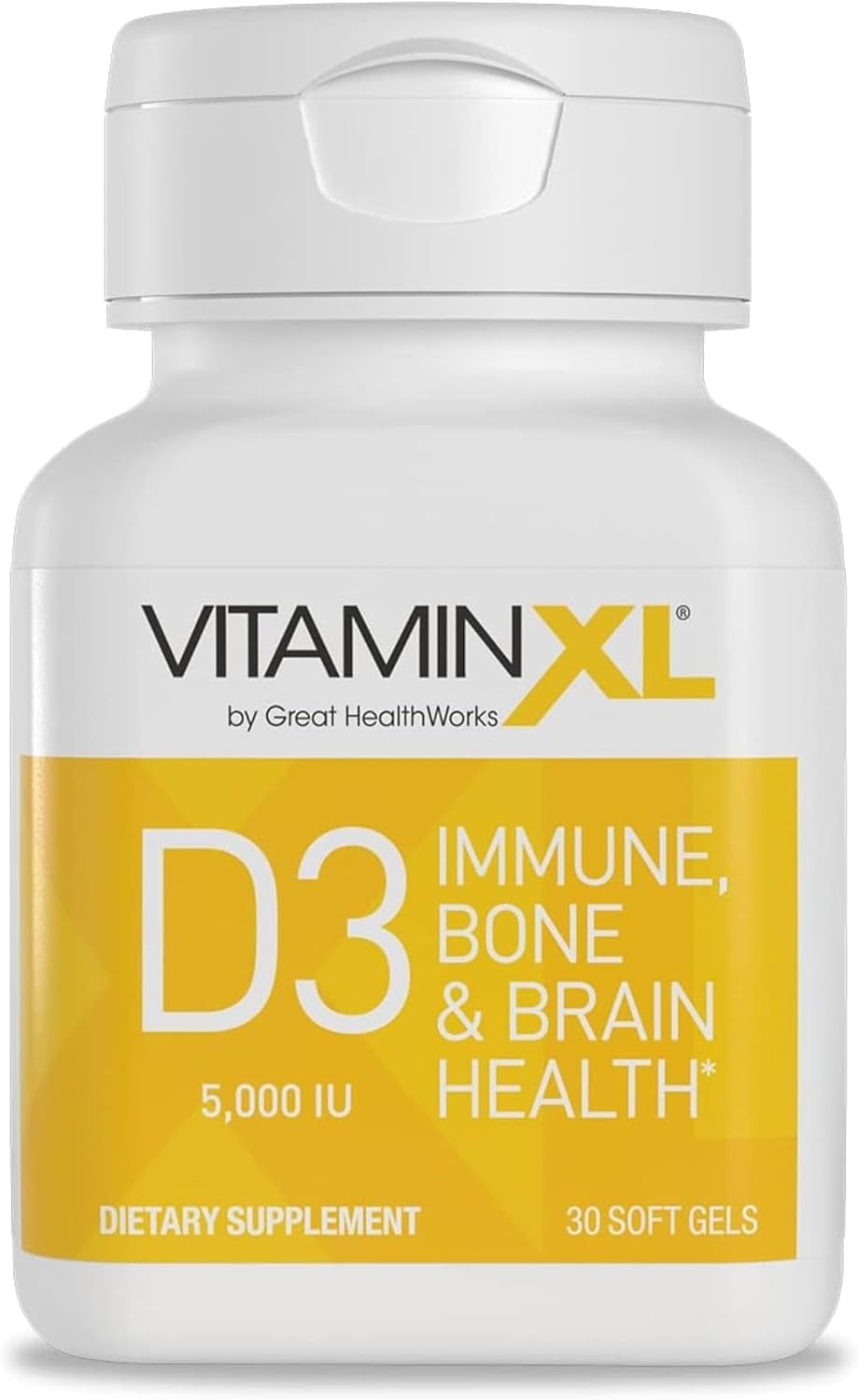 OmegaXL VitaminXL D3 High Potency Daily Vitamin D Supplement - 5000 IU for Immune Support, Healthy Muscles, Strong Bones - Non-GMO, Gluten-Free - 30 Softgels