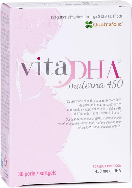 OMEGOR VitaDHA® Materna Softgels - 30ct | 450mg Omega 3 DHA for Pregnancy & Breastfeeding | Quatrefolic® Methylfolate: 3X More Bioavailable Than Folic Acid