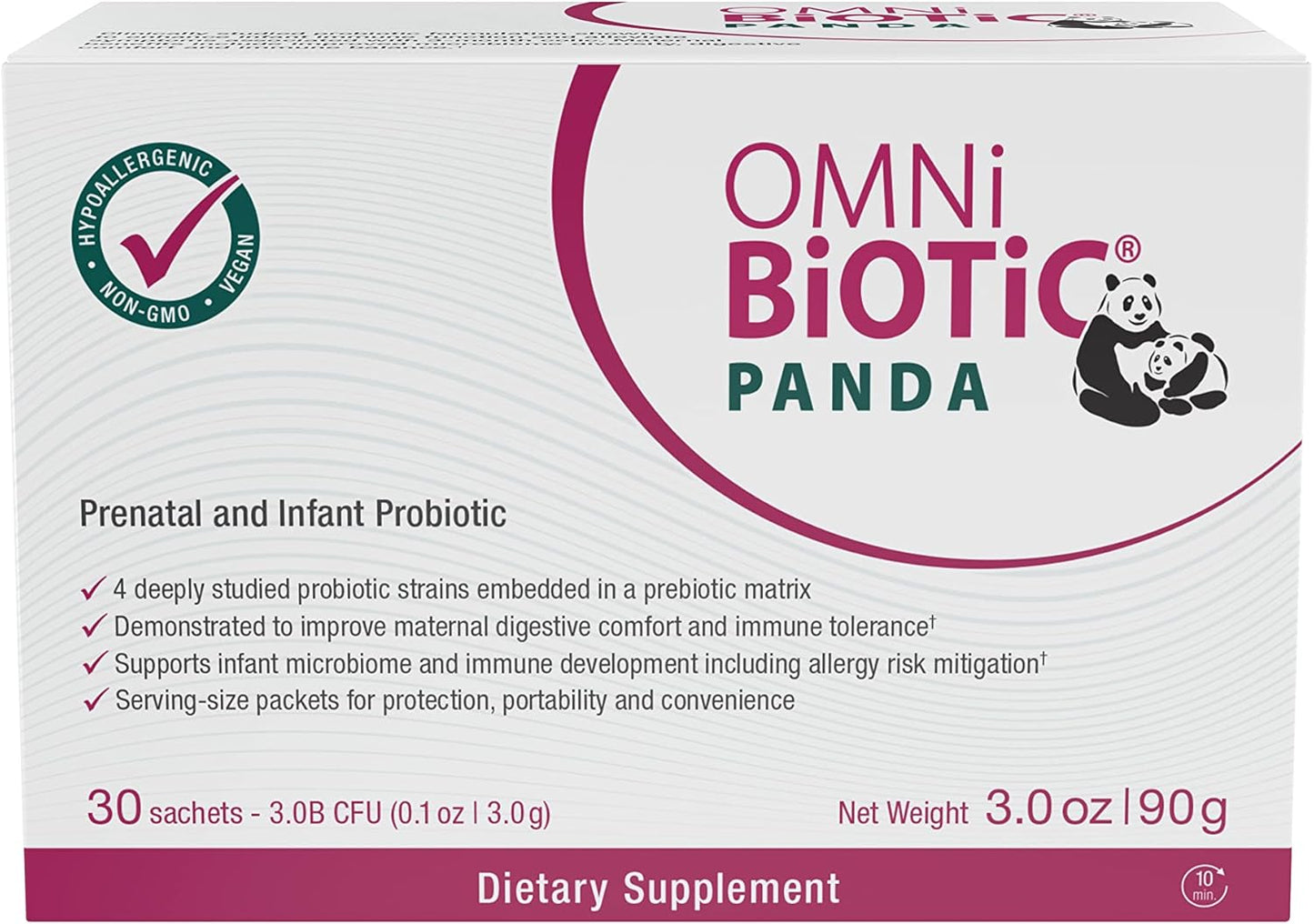 OMNi BiOTiC Panda: Prenatal & Infant Probiotic for Mom & Baby - Supports Gut Health & Immune System - Vegan, Hypoallergenic, Non-GMO (1 Pack)