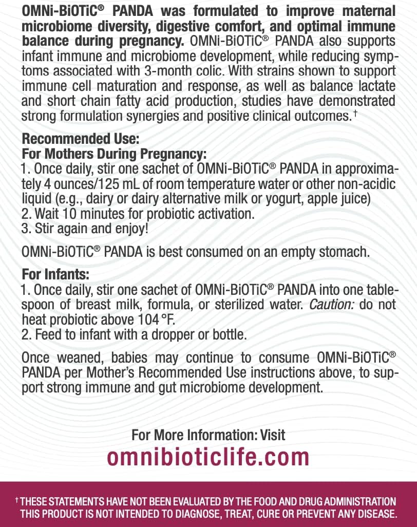 OMNi BiOTiC Panda: Prenatal & Infant Probiotic for Mom & Baby - Supports Gut Health & Immune System - Vegan, Hypoallergenic, Non-GMO (1 Pack)