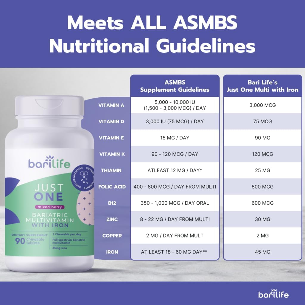 One-a-Day Bariatric Multivitamin and Iron Chewable Supplement by Bari Life