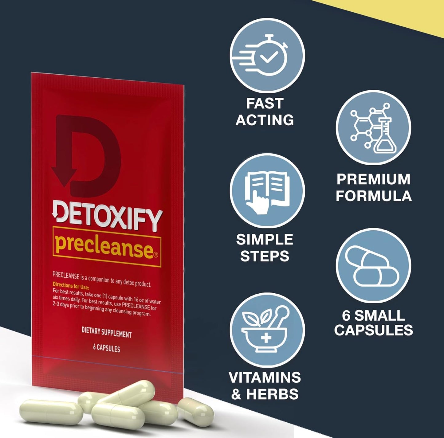 One Day Detox Capsules with Milk Thistle and Dandelion - Total Body Cleanse for Men and Women