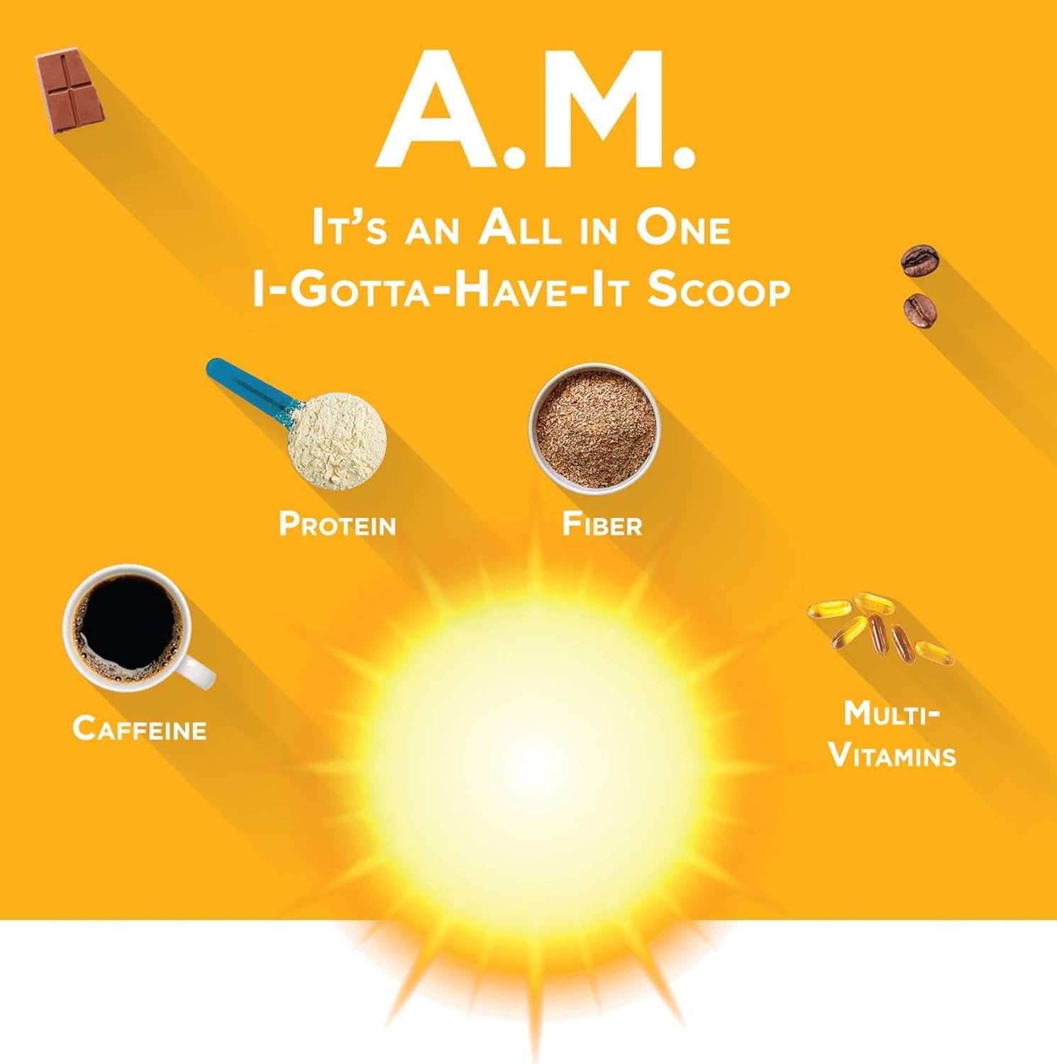 One & Done Super Shake Plant Based Protein - 18g Protein, Non-GMO, High Fiber, Gluten Free - A.M. Energy - 1lb Pack