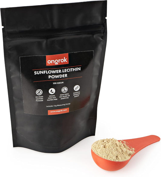 ONGROK Vegan Sunflower Lecithin Powder for Edibles, Non-GMO Binding Agent - 100g/3.52oz with Scoop