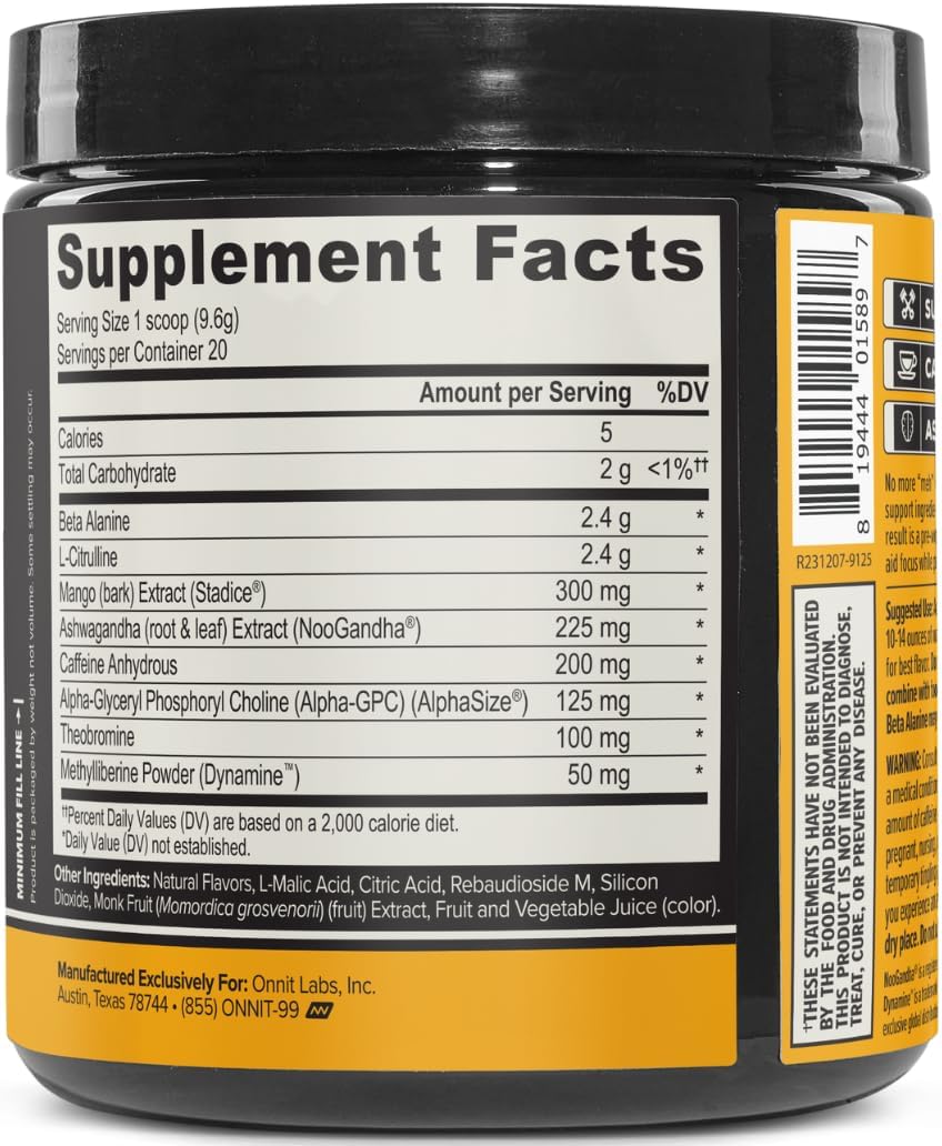ONNIT Alpha Brain Pre-Workout Tiger's Blood Flavor - 20 Servings