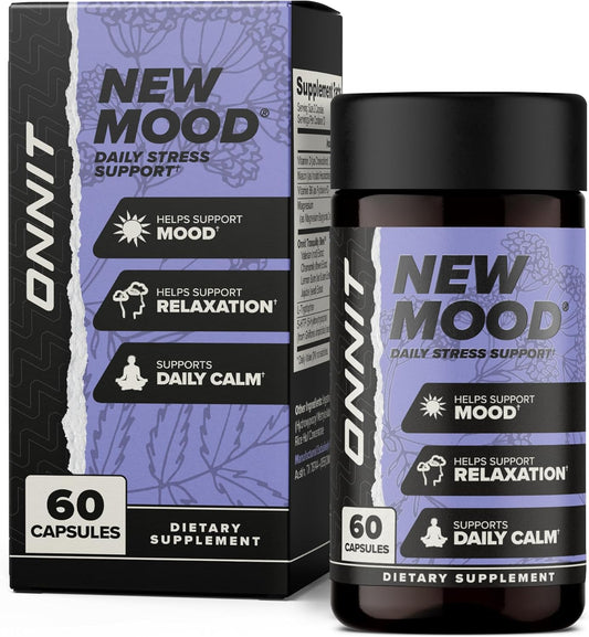 ONNIT New Mood 60 Count Supplement for Occasional Stress Relief, Sleep, and Mood Support