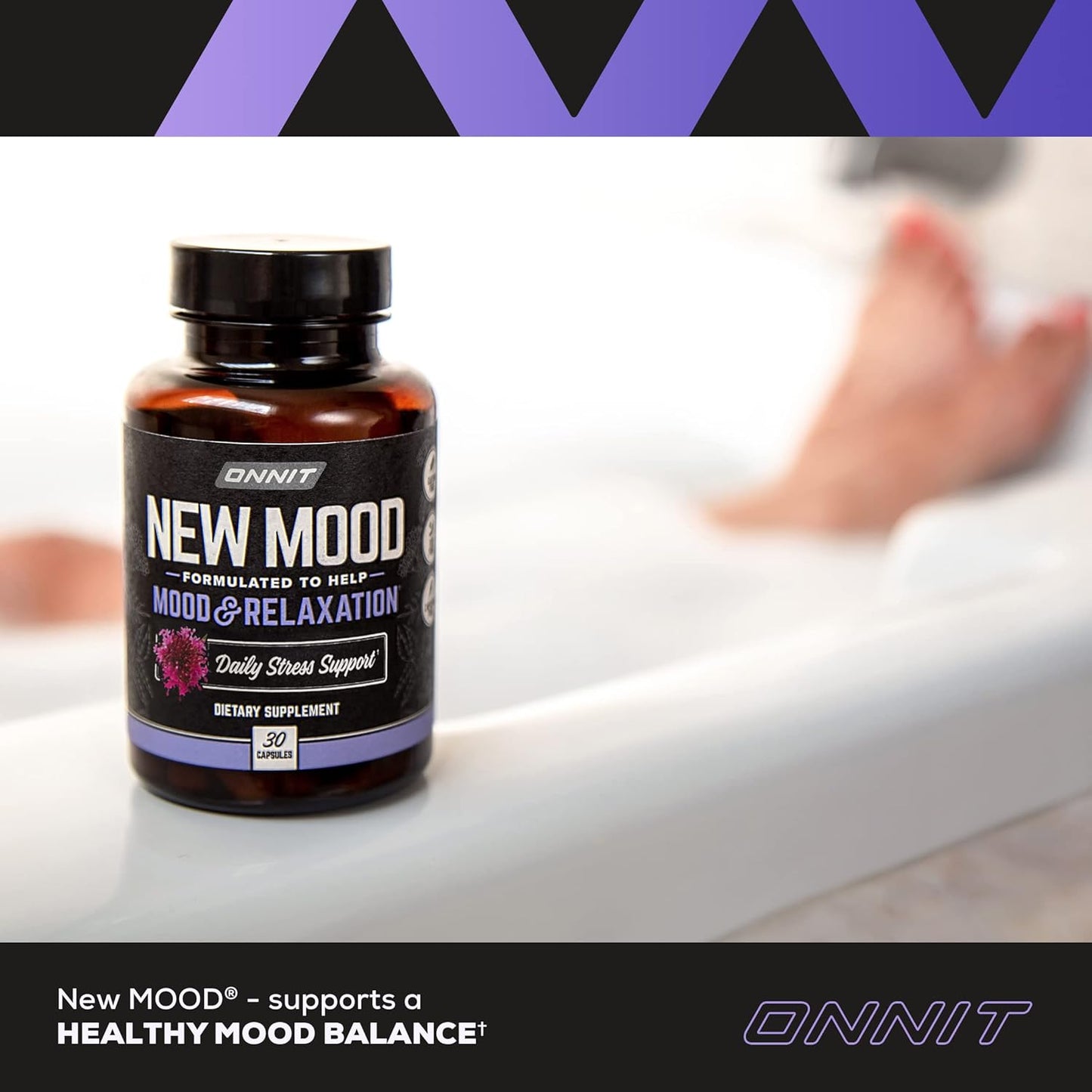 ONNIT New Mood Supplement - Supports Occasional Stress Relief, Sleep, and Mood (30 Count)