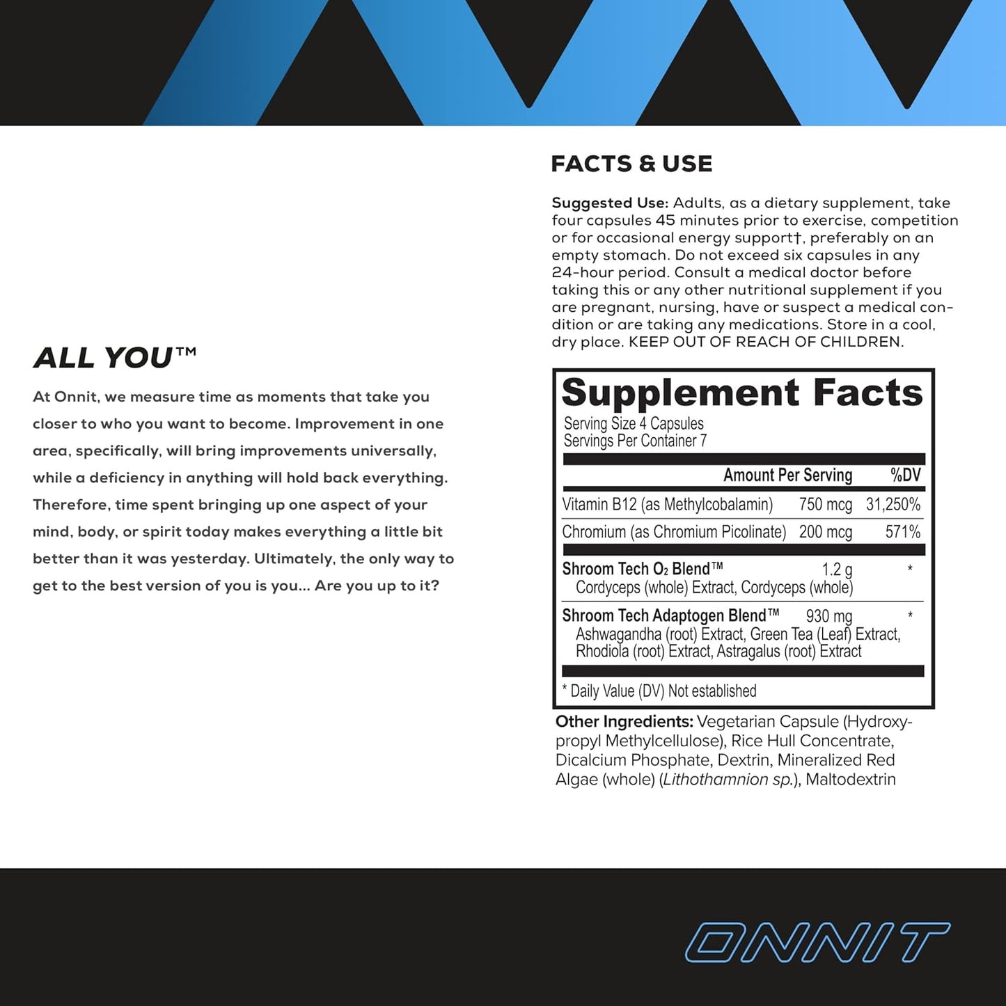 ONNIT Shroom Tech Sport: Cordyceps Mushroom Preworkout Supplement (28ct) - Clinically Tested