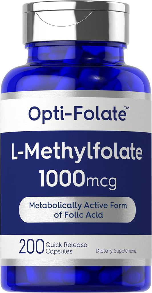 Opti-Folate Methylfolate 1000mcg Capsules - 200 Count Value Size, Activated & Optimized, Non-GMO & Gluten Free