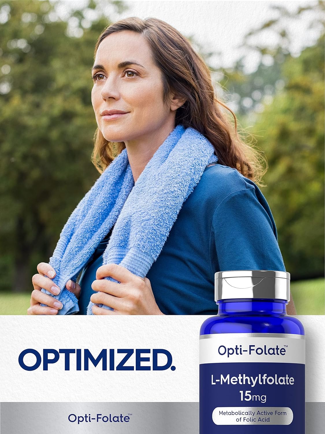 Opti-Folate Methylfolate 15mg Capsules - Max Potency, Activated 5-MTHF Supplement - Non-GMO, Gluten Free - 60 Count