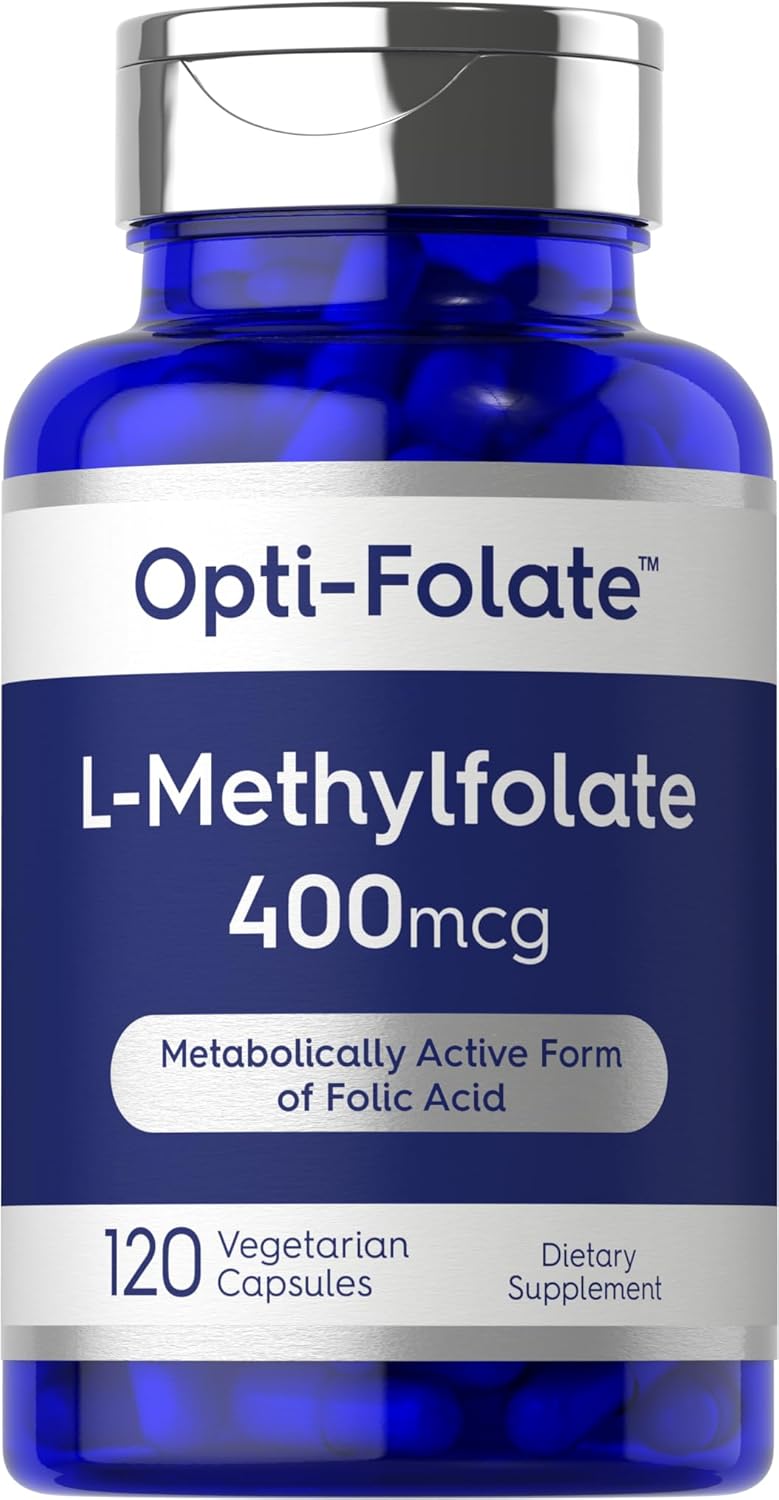 Opti-Folate Methylfolate 400mcg Capsules - 120 Count, Vegetarian, Non-GMO, Gluten Free - Activated Folate Supplement