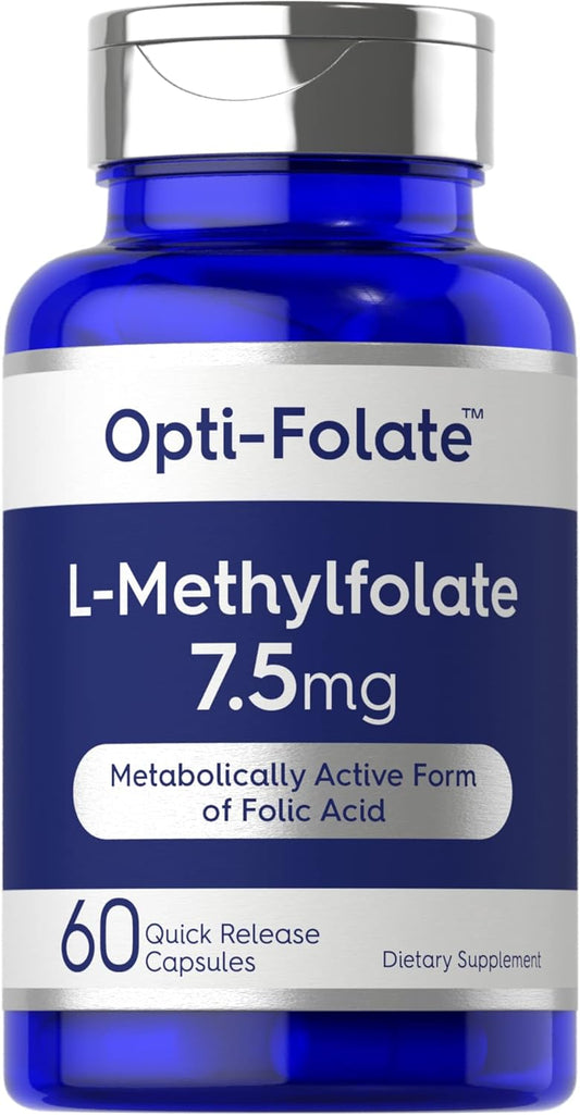 Opti-Folate Methylfolate 7.5 mg Capsules - 60 Count, Non-GMO, Gluten Free, 5-MTHF Supplement