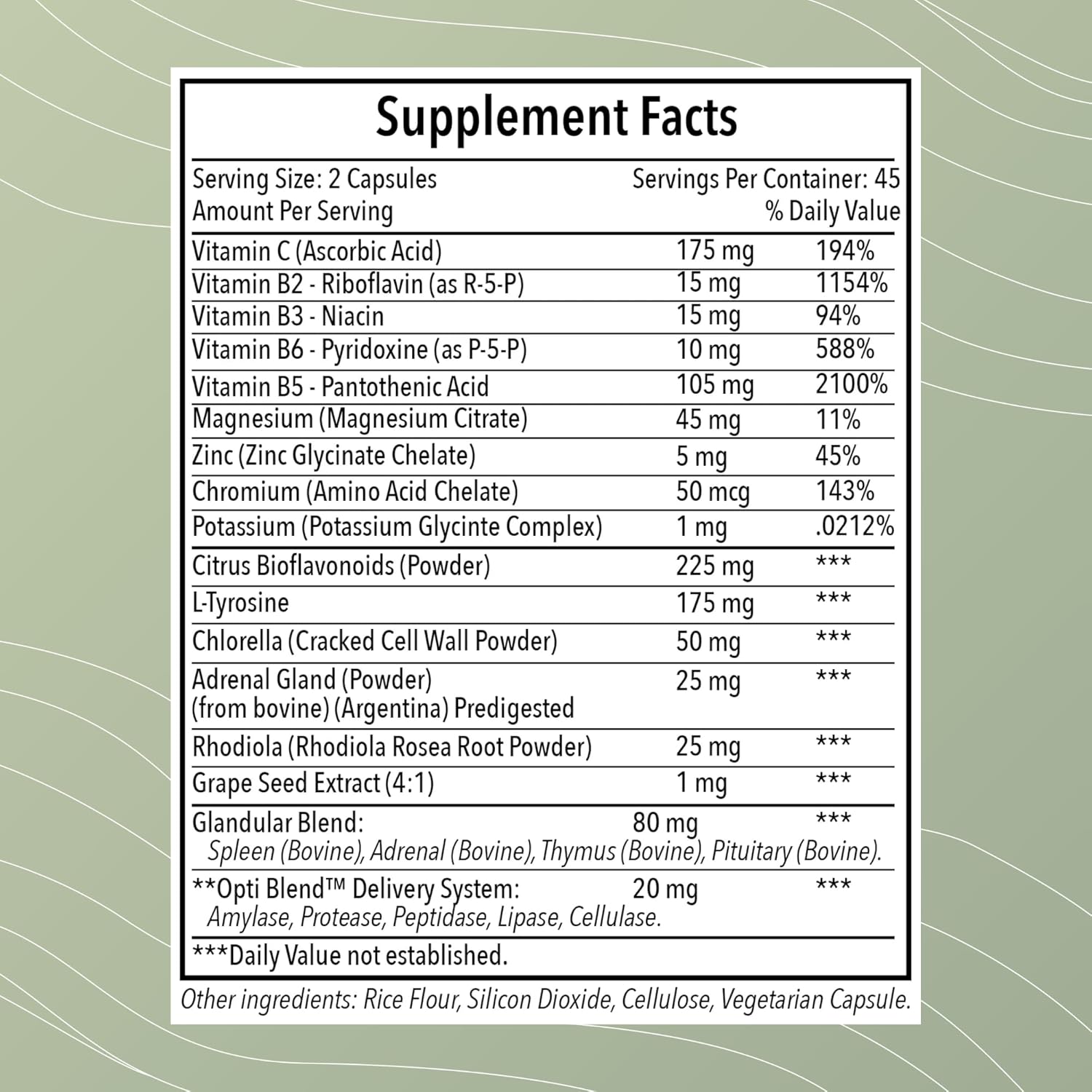 Optimal Health Systems Opti-Adrenal Supplement - Adrenal Restore Capsules with Rhodiola Root & Key Nutrients - 90 Count