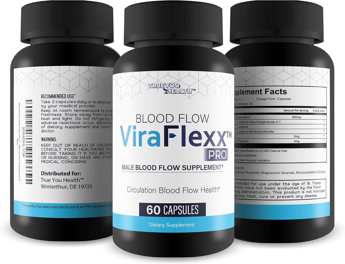 Optimize Men's Blood Flow with True You Health Vira Flexx Pro - Top Circulation Supplements for Improved Men's Health - Boost Blood Circulation with Men's Supplement - Enhance Blood Flow with Circulation Pills