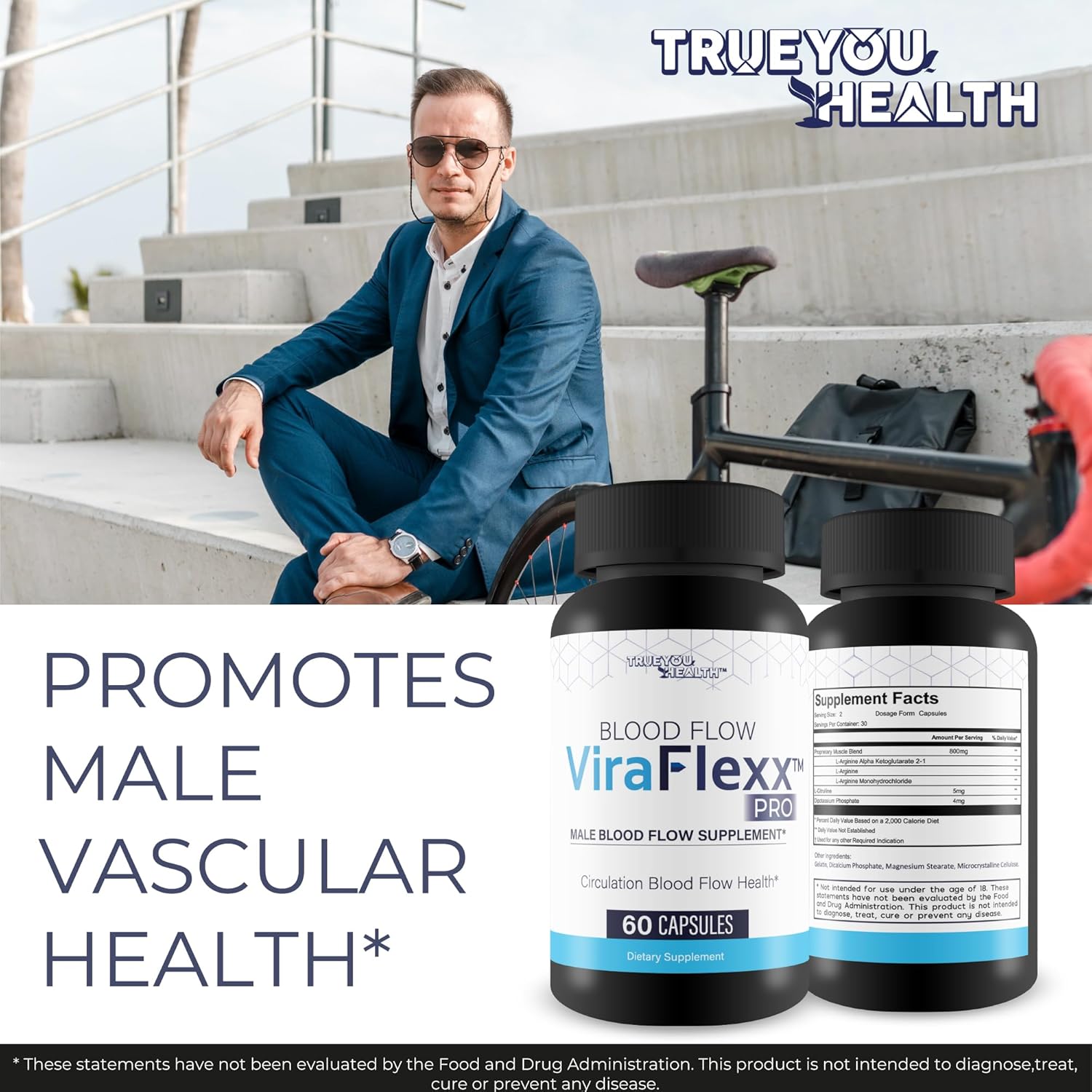 Optimize Men's Blood Flow with True You Health Vira Flexx Pro - Top Circulation Supplements for Improved Men's Health - Boost Blood Circulation with Men's Supplement - Enhance Blood Flow with Circulation Pills