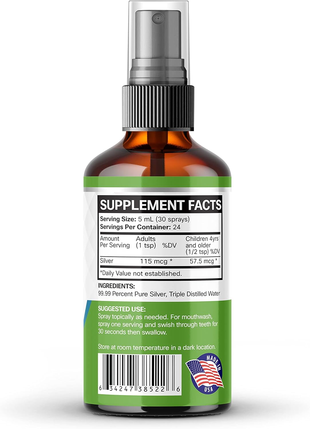 Optimized 20 PPM ProSILVER Ionic Colloidal Silver Liquid Spray for Immune Support - 4oz Dark Glass Bottle, 24 Servings by Thrival Labs