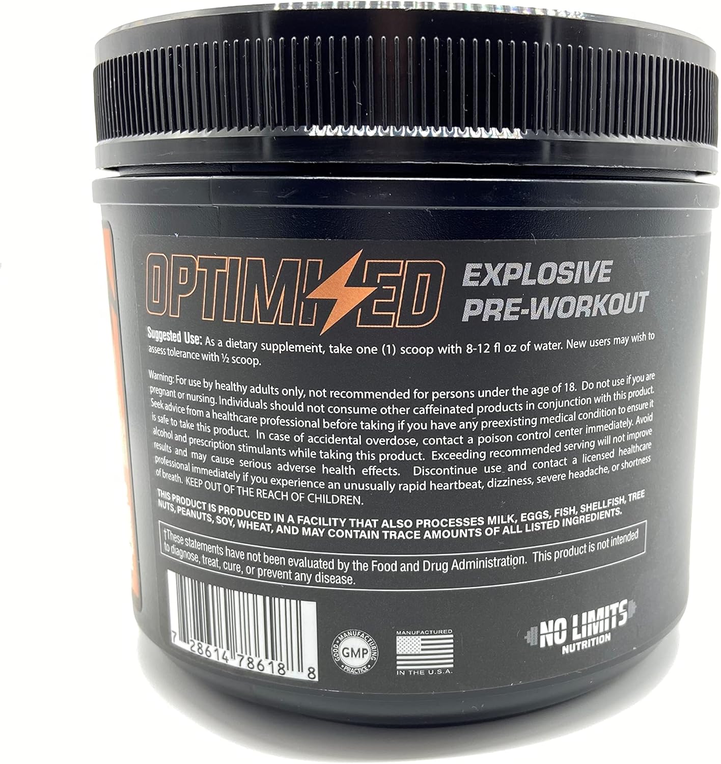 Optimized Blue Razz Pre-Workout Powder for Massive Pumps and Strength - No Limits Nutrition - 30 Servings