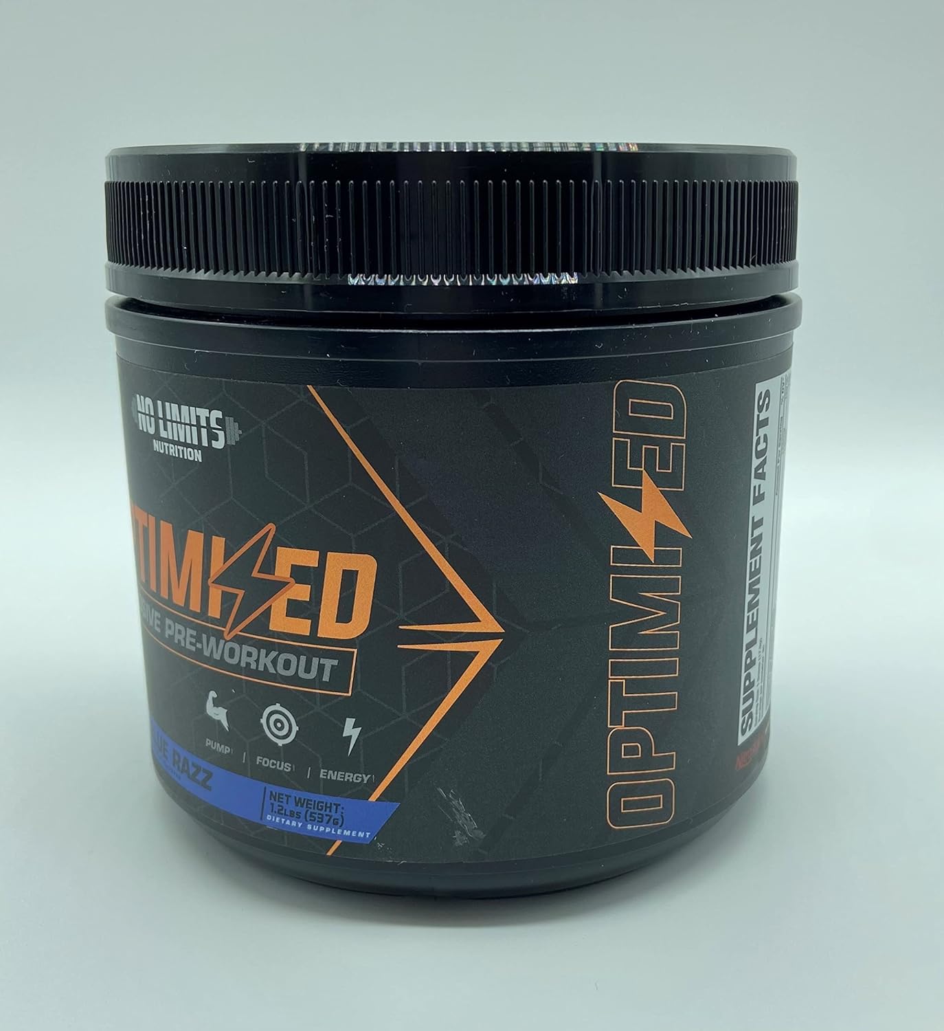 Optimized Blue Razz Pre-Workout Powder for Massive Pumps and Strength - No Limits Nutrition - 30 Servings