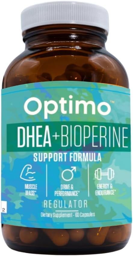 Optimo 50mg DHEA and BioPerine Capsules for Hormone Optimization, Energy Boost, and Metabolism Support