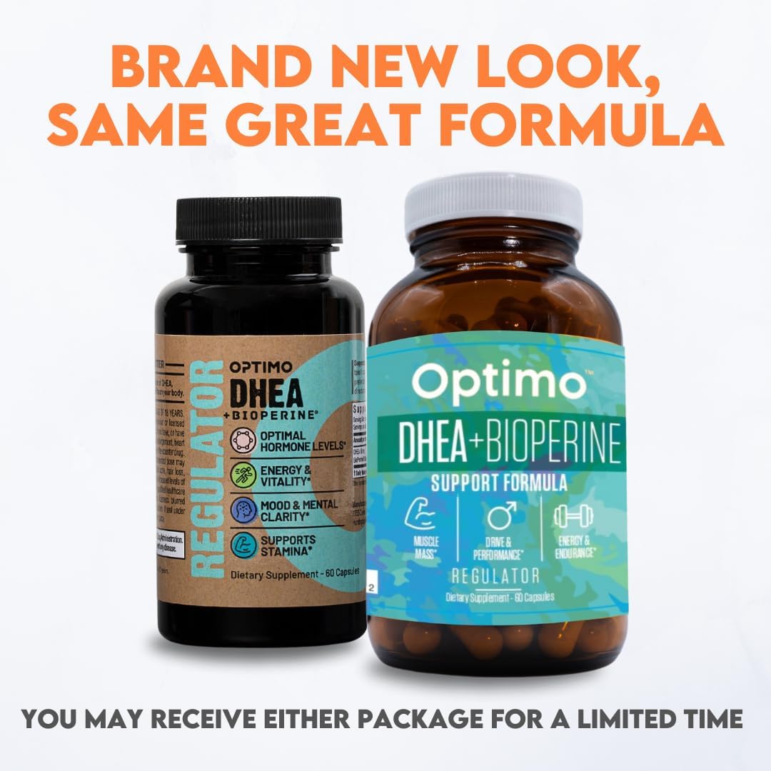 Optimo 50mg DHEA and BioPerine Capsules for Hormone Optimization, Energy Boost, and Metabolism Support