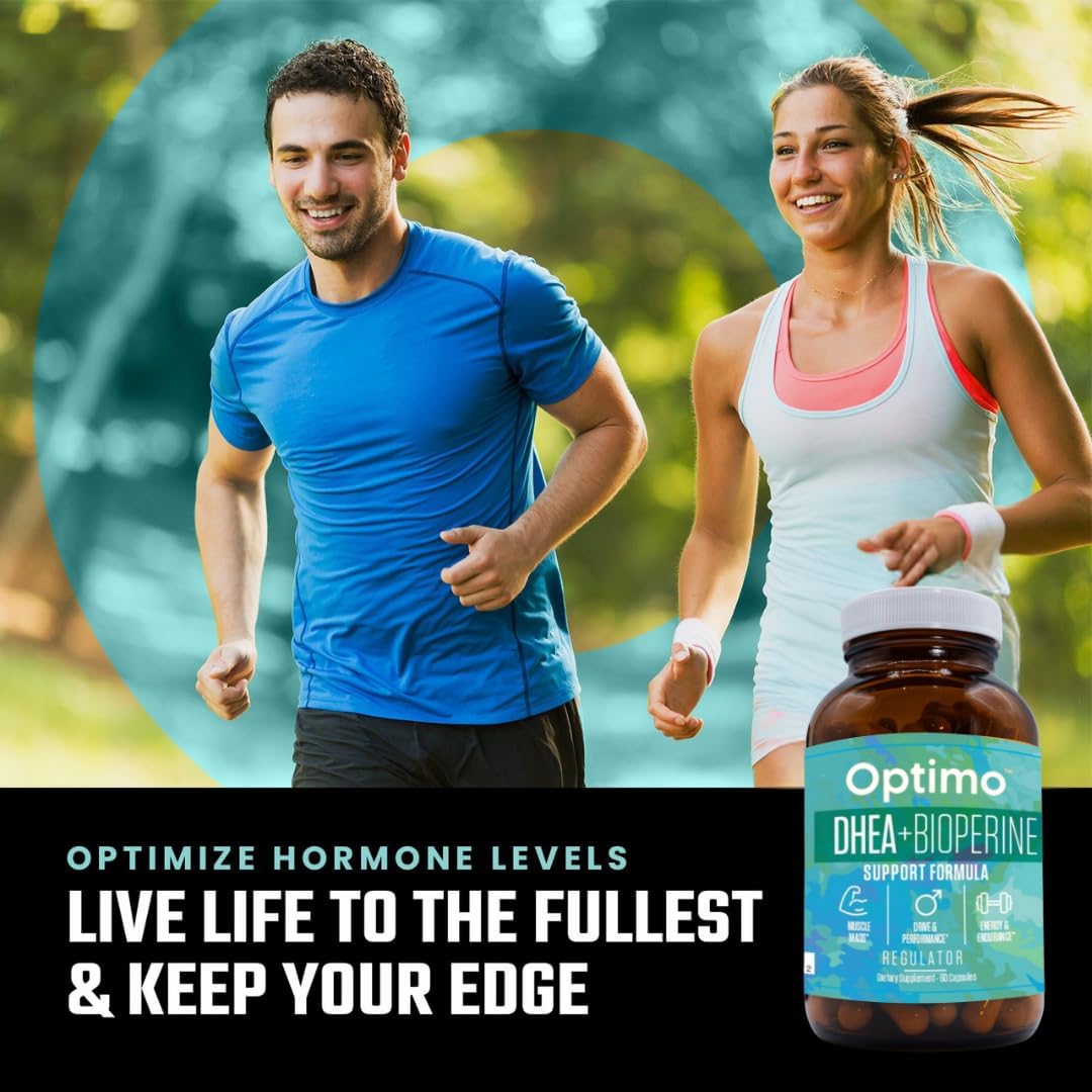 Optimo 50mg DHEA and BioPerine Capsules for Hormone Optimization, Energy Boost, and Metabolism Support