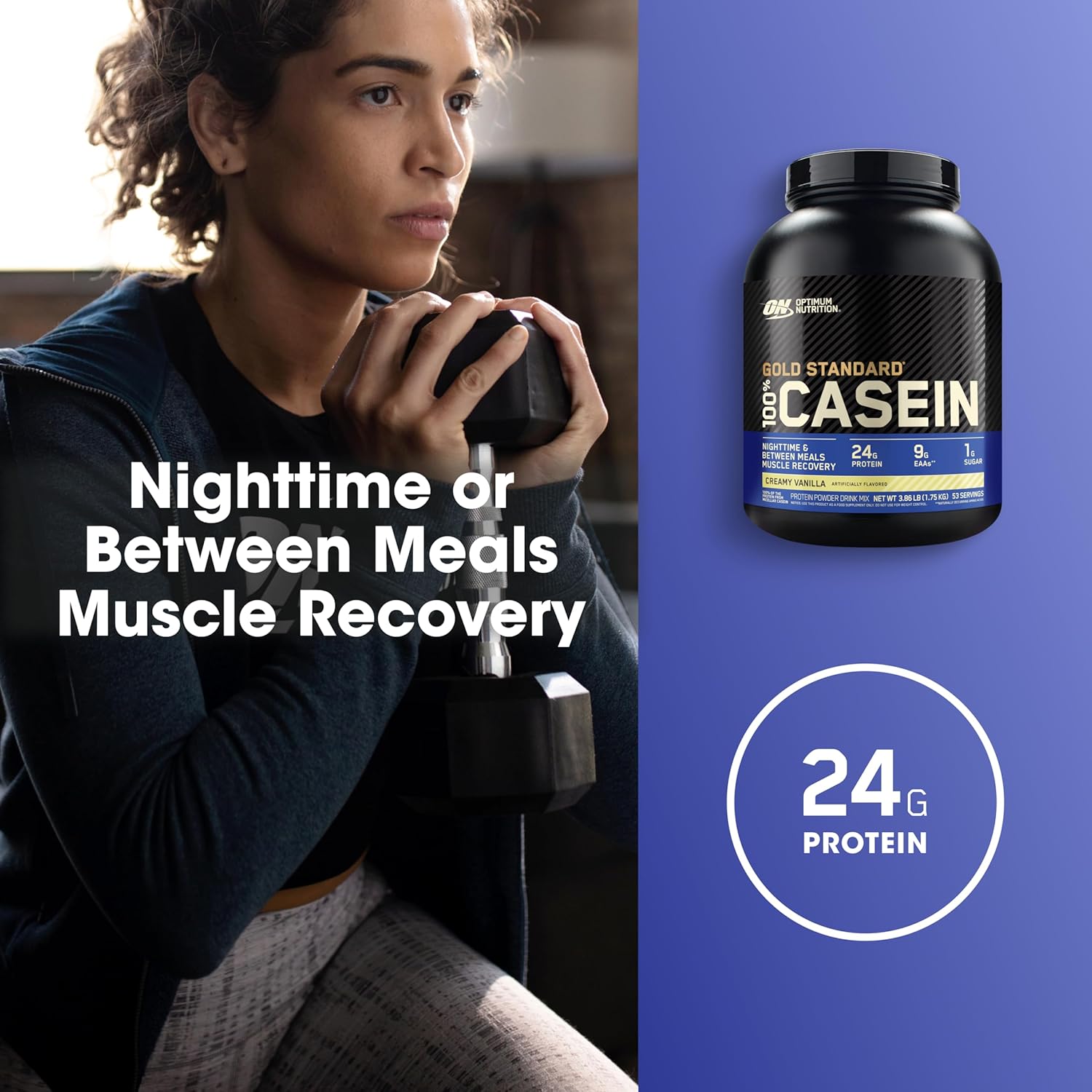 Optimum Nutrition Gold Standard Micellar Casein Protein Powder - Slow Digesting, Promotes Overnight Muscle Recovery, Creamy Vanilla Flavor - 4 lb Pack