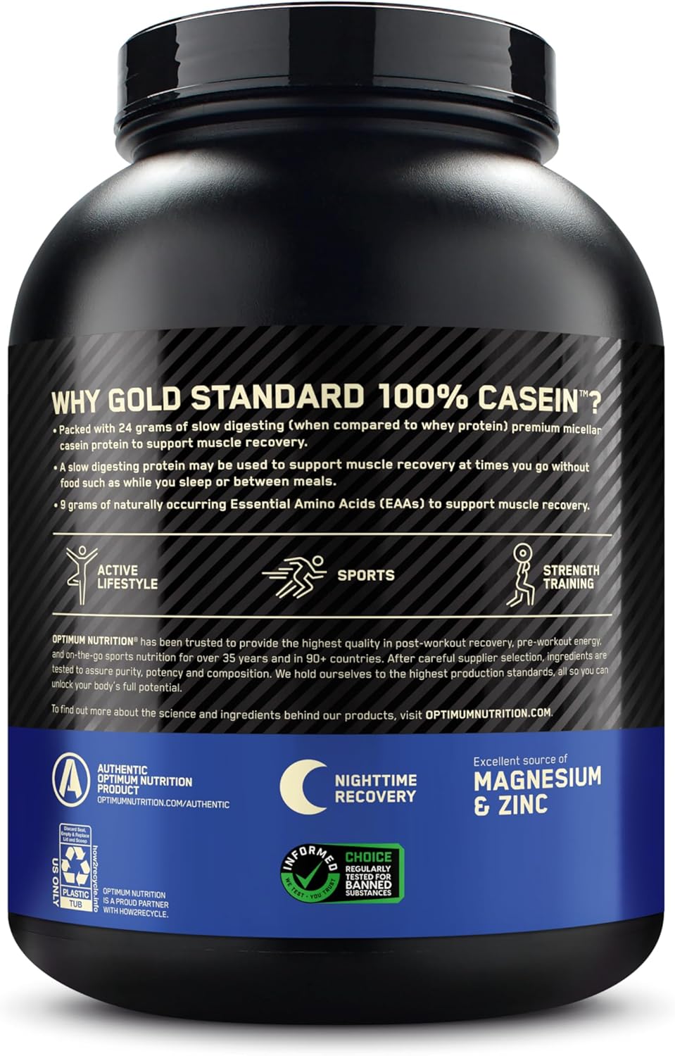 Optimum Nutrition Gold Standard Micellar Casein Protein Powder - Slow Digesting, Promotes Overnight Muscle Recovery, Creamy Vanilla Flavor - 4 lb Pack