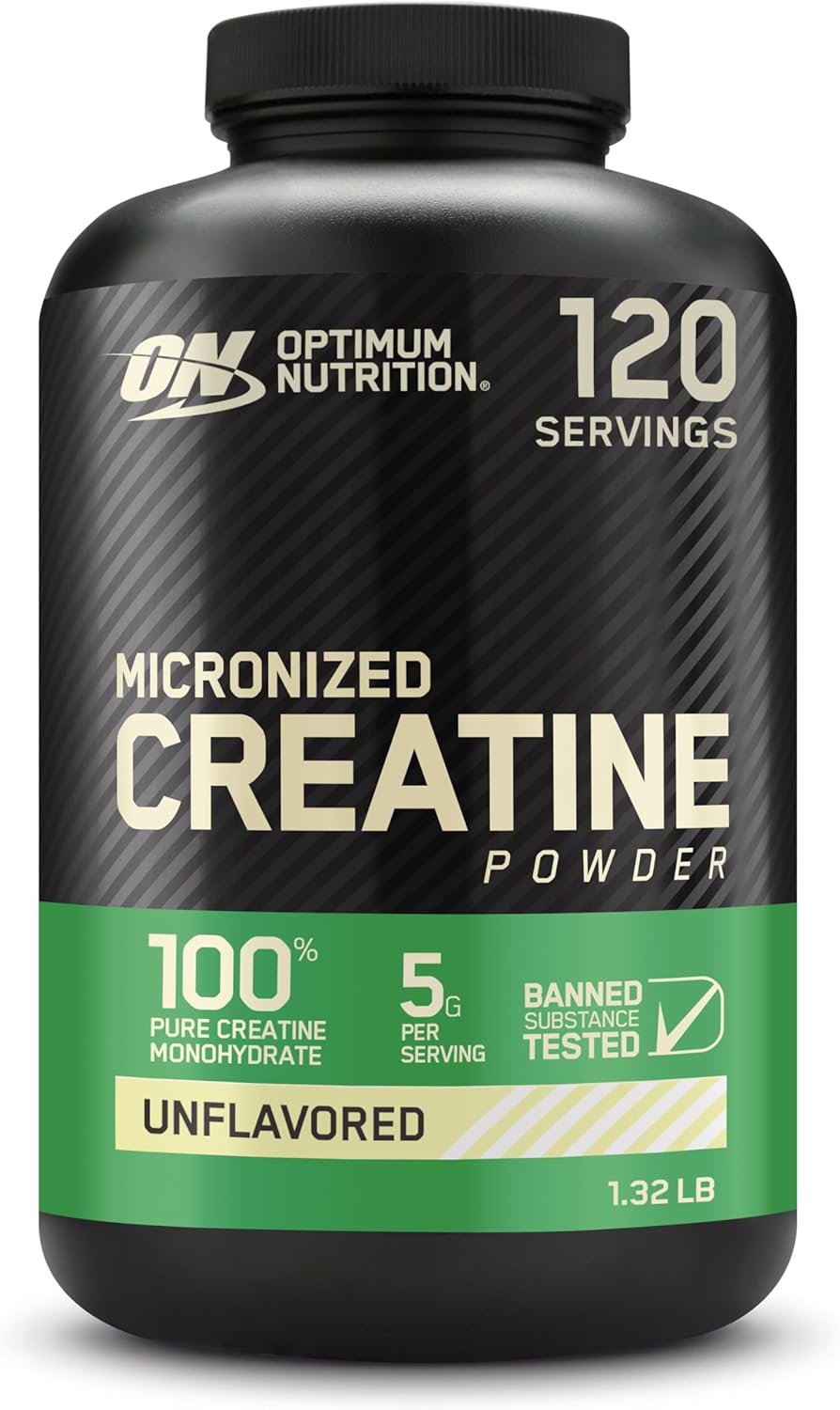 Optimum Nutrition Micronized Creatine Monohydrate Powder - Unflavored, 600g - 120 Servings