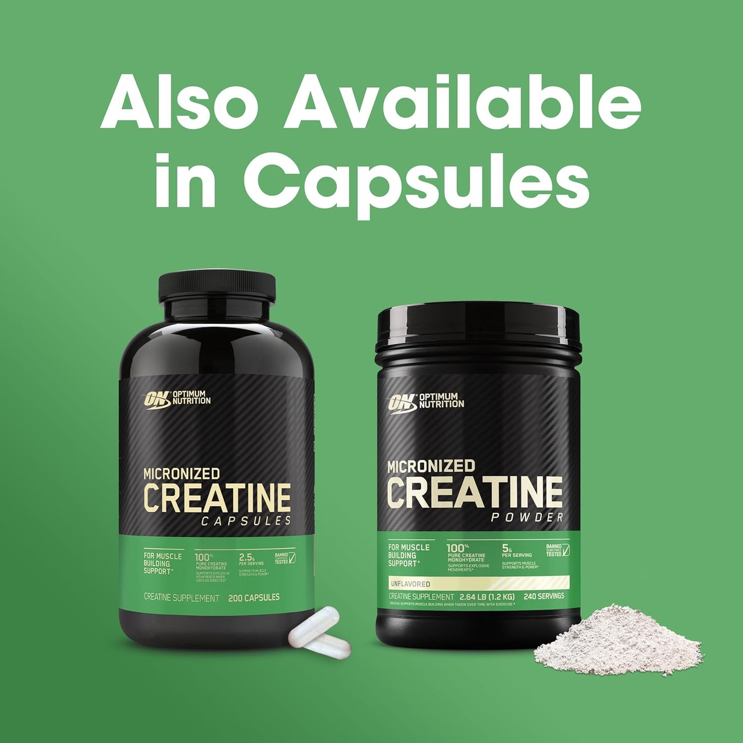 Optimum Nutrition Micronized Creatine Monohydrate Powder - Unflavored, 600g - 120 Servings