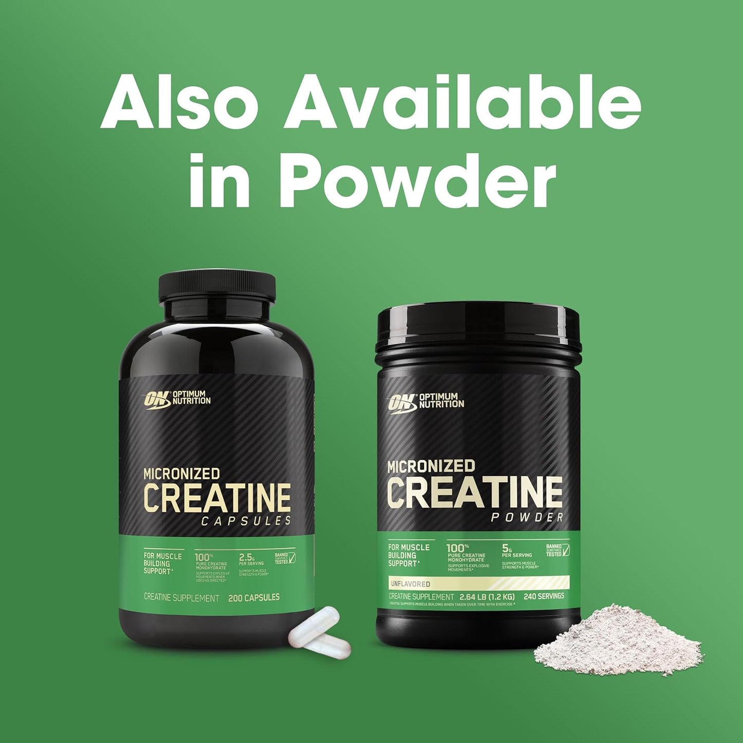 Optimum Nutrition Micronized Creatine Monohydrate Capsules - 2500mg, 300 Capsules, Keto-Friendly