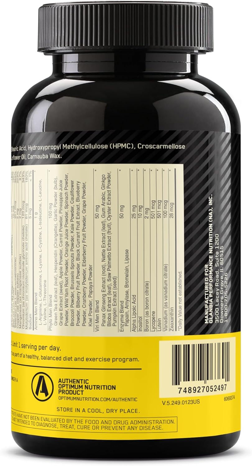 Optimum Nutrition Opti-Men Daily Multivitamin for Men - Immune Support with Amino Acids, 80 Day Supply, 240 Count