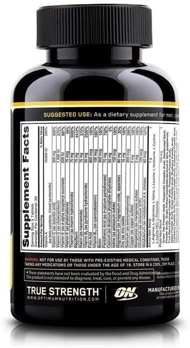 Optimum Nutrition Opti-Men Daily Multivitamin Supplement - 90 Count Bottle for Men's Health and Wellness