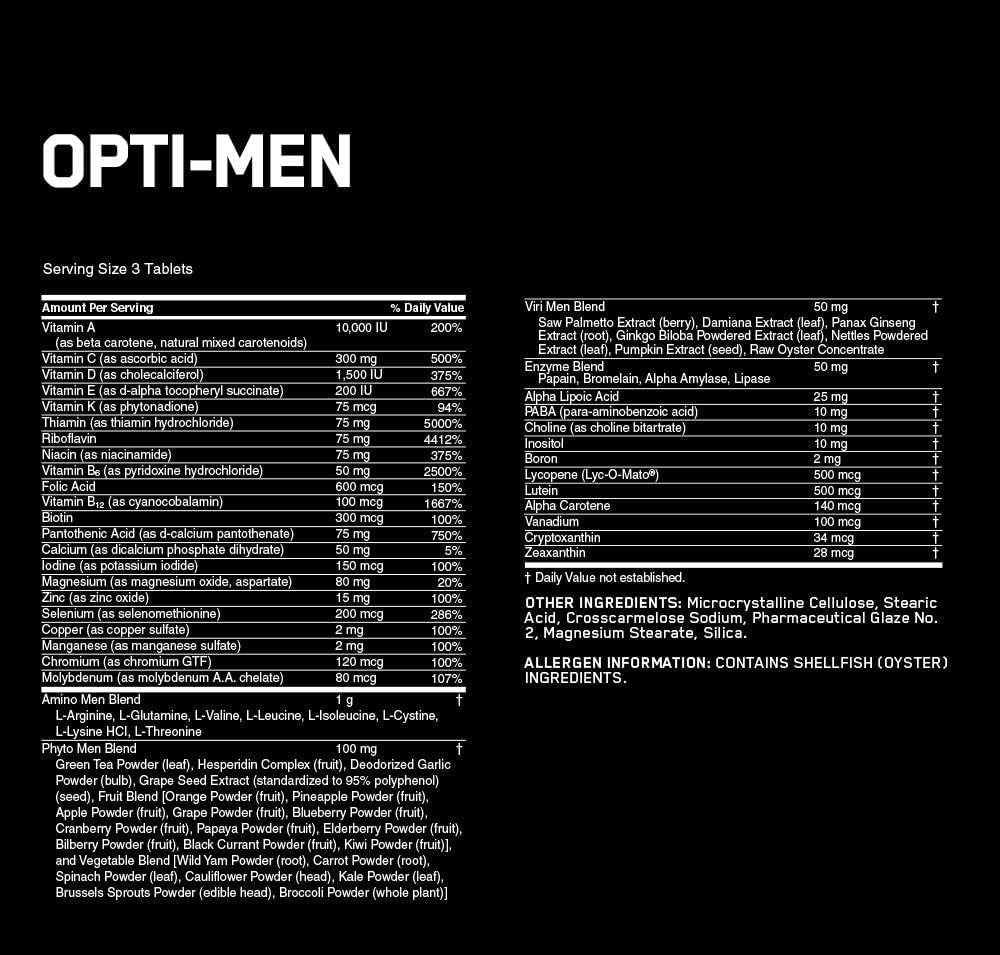 Optimum Nutrition Opti-Men Daily Multivitamin Supplement - 90 Count Bottle for Men's Health and Wellness