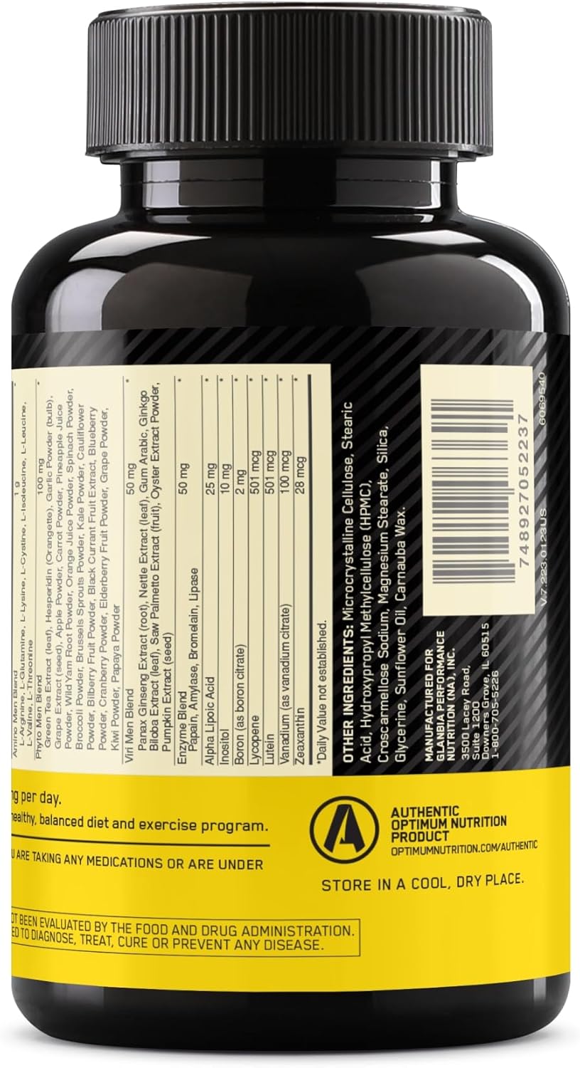 Optimum Nutrition Opti-Men Daily Multivitamin Supplement for Men with Vitamin C, Zinc, D, E, and B12 - Immune Support, 90 Count