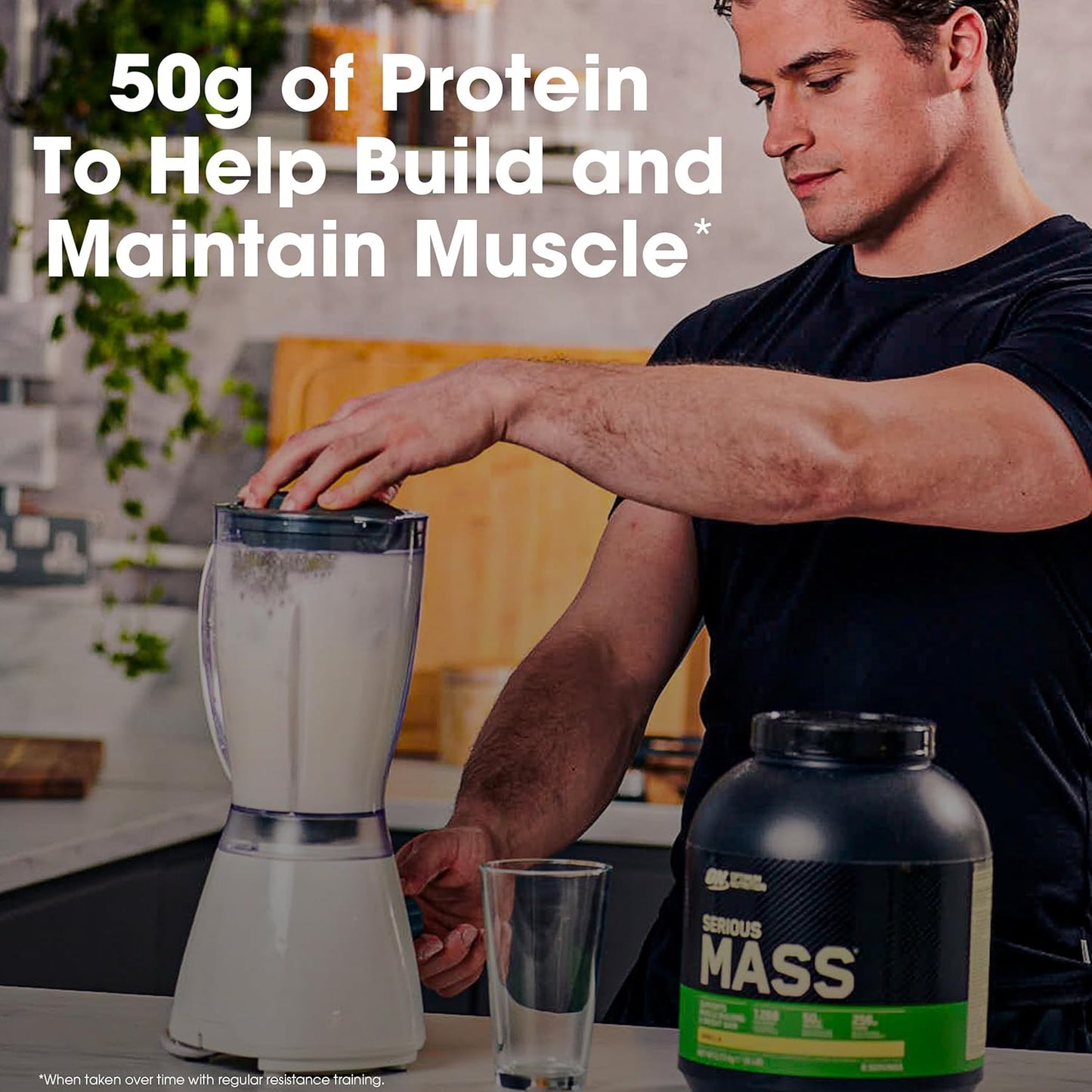 Optimum Nutrition Serious Mass Vanilla Protein Powder with Immune Support - 6 Pound Pack