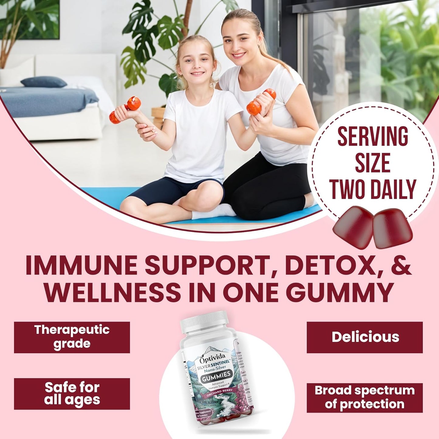 Optivida Nano Silver Beta Glucan Gummies - 60 Count Immune Support Supplements - Orchard Berry Flavor - Colloidal Silver with Beta Glucan 100 for Immune Health