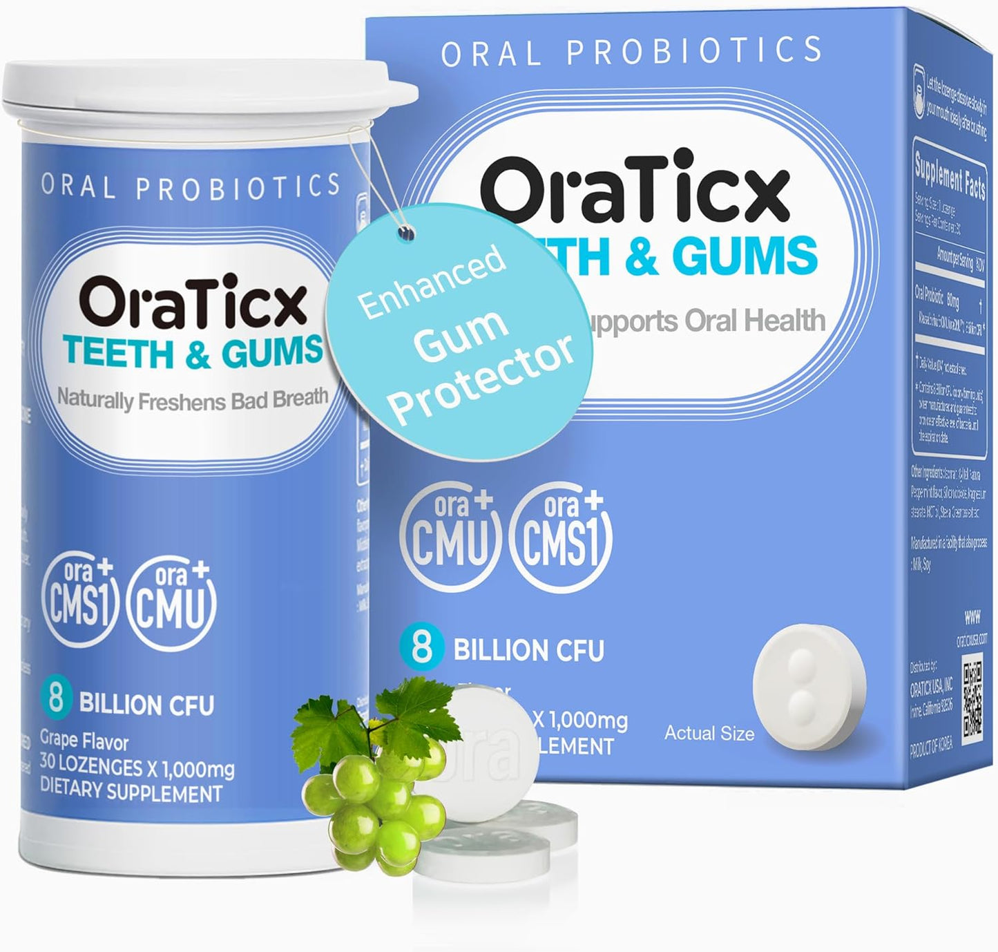 Oral Health Probiotic Lozenges 2-Pack, Grape Flavored with 8 Billion CFU - Supports Teeth, Gums, and Immunity - Natural Oral Health Supplement