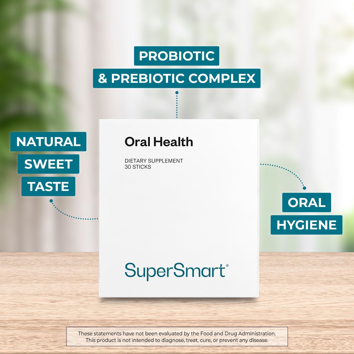 Oral Health Probiotics Supplement for Dental Health and Fresh Breath - 4 Billion CFU Daily - Non-GMO Gluten Free - 30 Sticks
