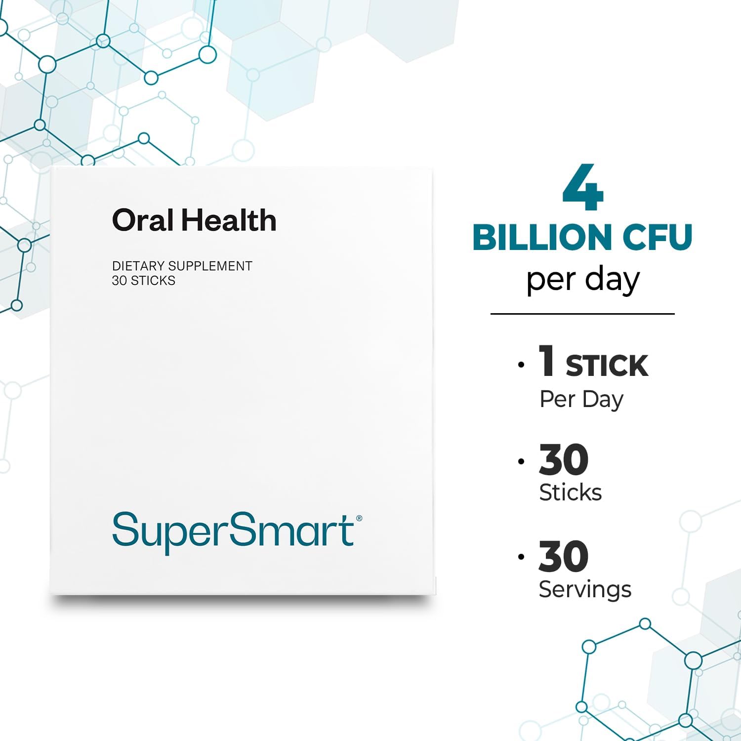Oral Health Probiotics Supplement for Dental Health and Fresh Breath - 4 Billion CFU Daily - Non-GMO Gluten Free - 30 Sticks